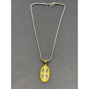 TBN Trinity Broadcasting Network Two Tone Cross Pendant With Clear Rhinestones